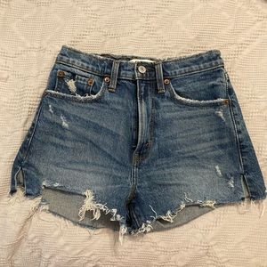 Abercrombie High Rise Denim Mom Short Dark Wash
